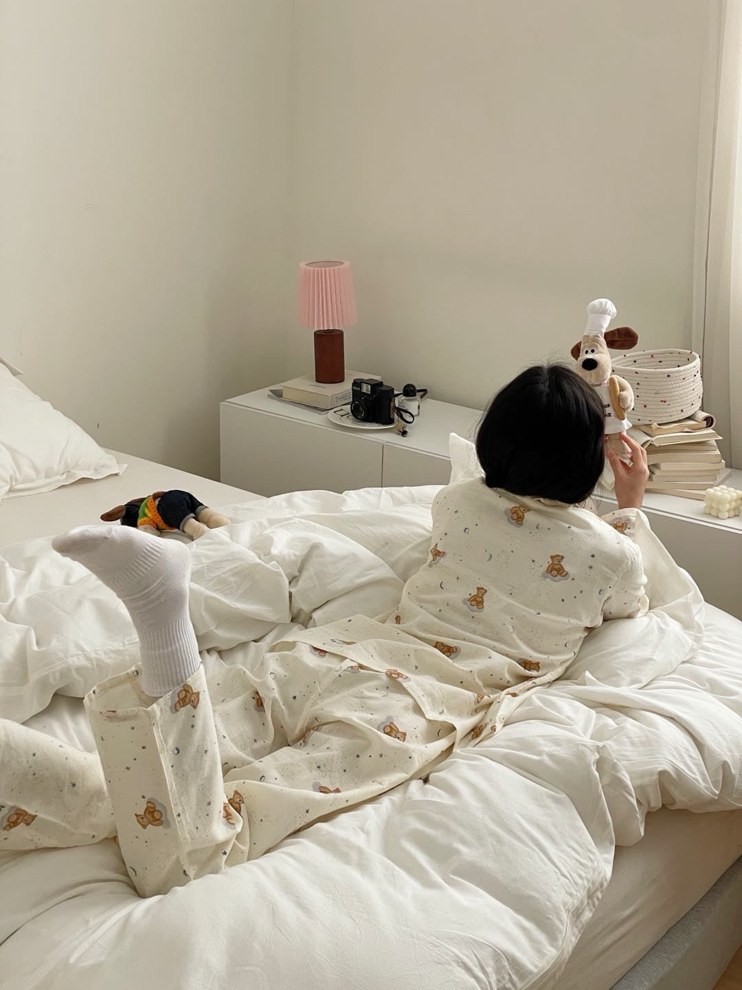 月光小熊图案纯棉睡衣套装