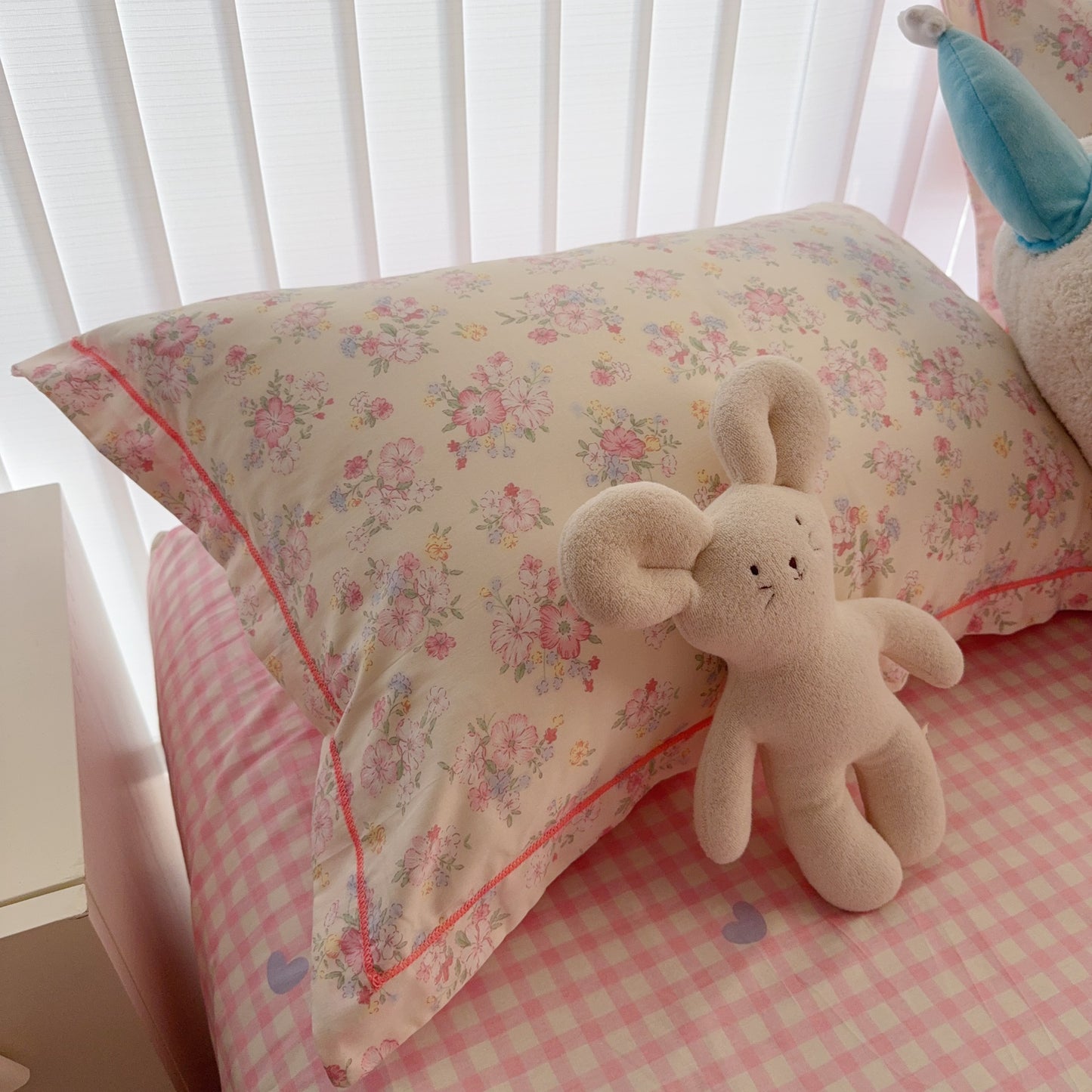 Pure Cotton Bedding Set - Plaid Rose