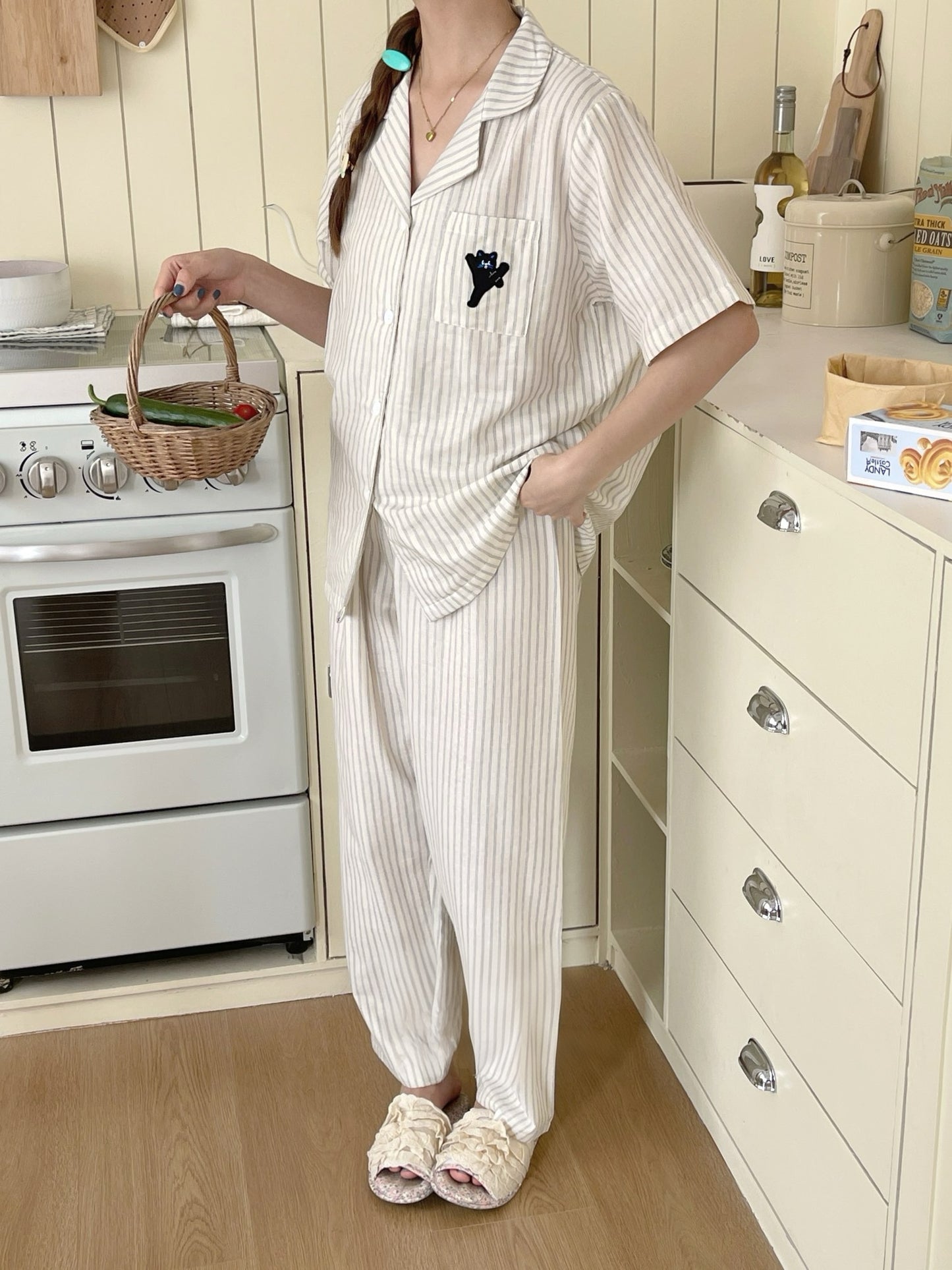 Whisker Stripes Pure Cotton Couple Pajama Collection