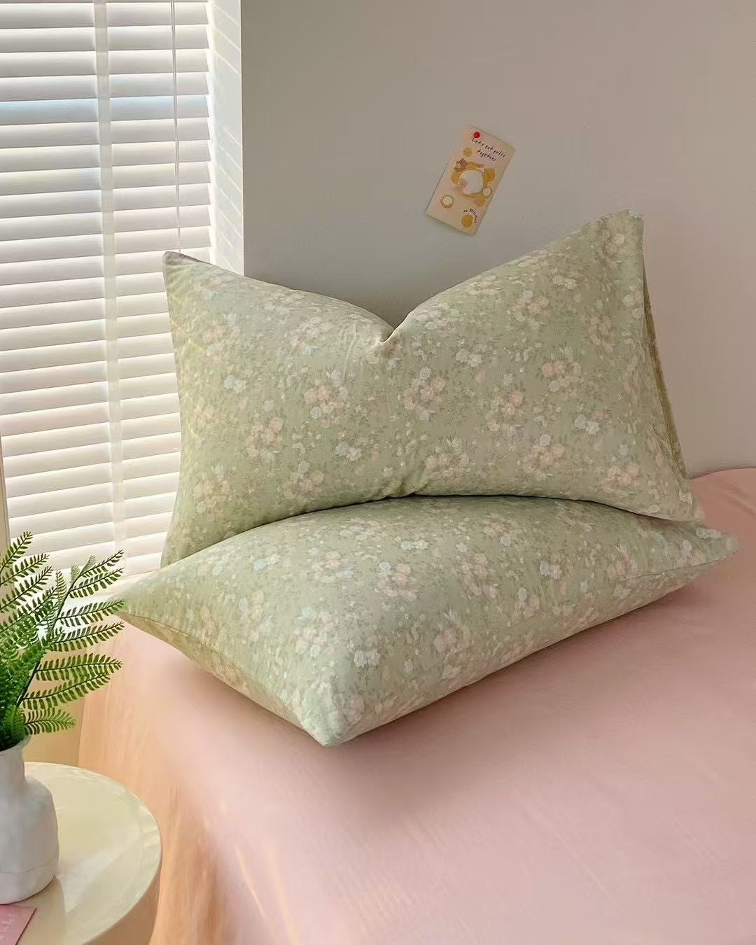 BreezeSoft Gauze Cotton Bedding Set - Green Rose