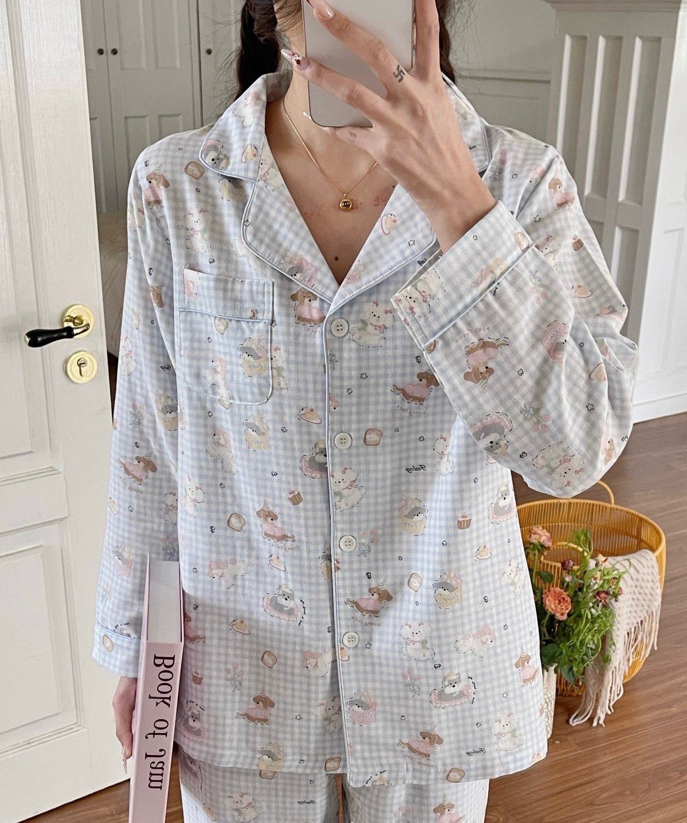 Blue Pup Pure Cotton Pajama Set