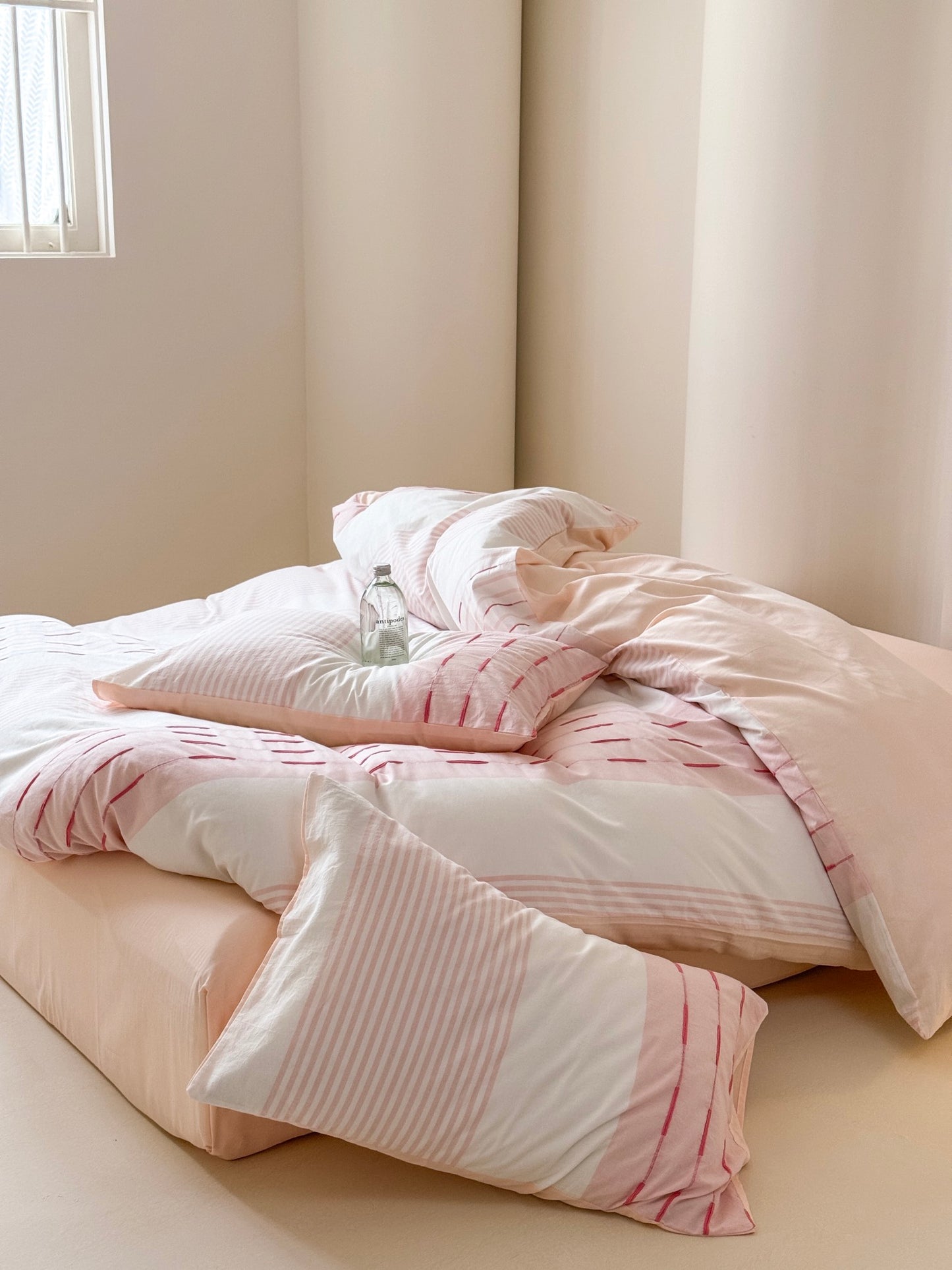 Luxury Reversible Pure Cotton Beddings - Pink Stripe