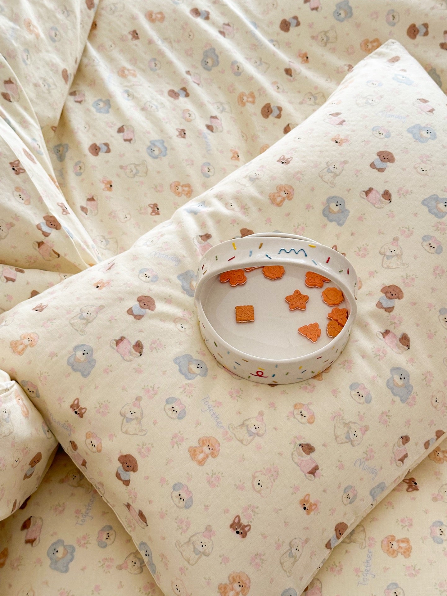 BreezeSoft Gauze Cotton Bedding Set - Pink Puppy