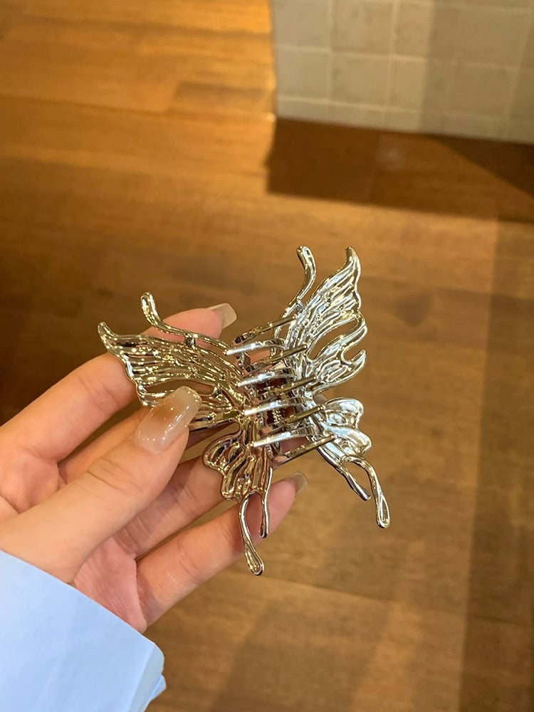 Silver Butterfly Claw Clip
