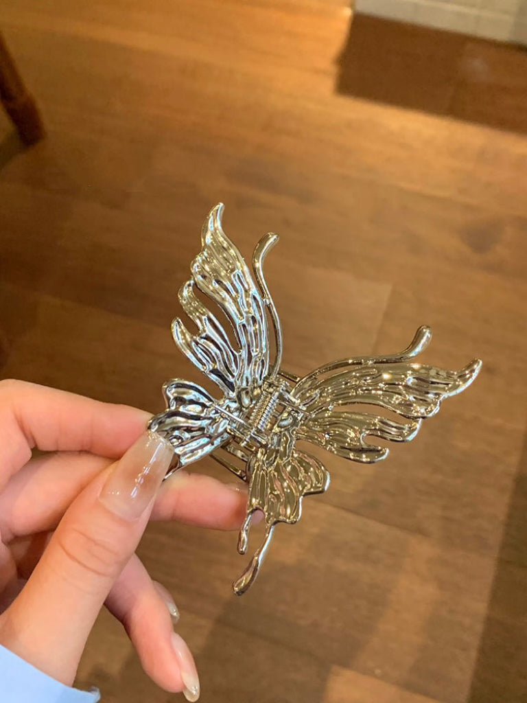 Silver Butterfly Claw Clip