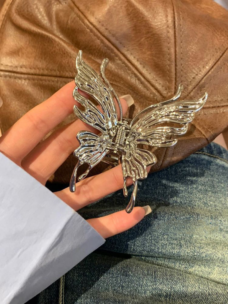 Silver Butterfly Claw Clip