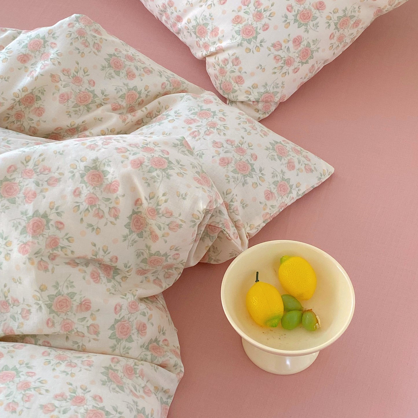 BreezeSoft Gauze Cotton Bedding Set - Beige Rose