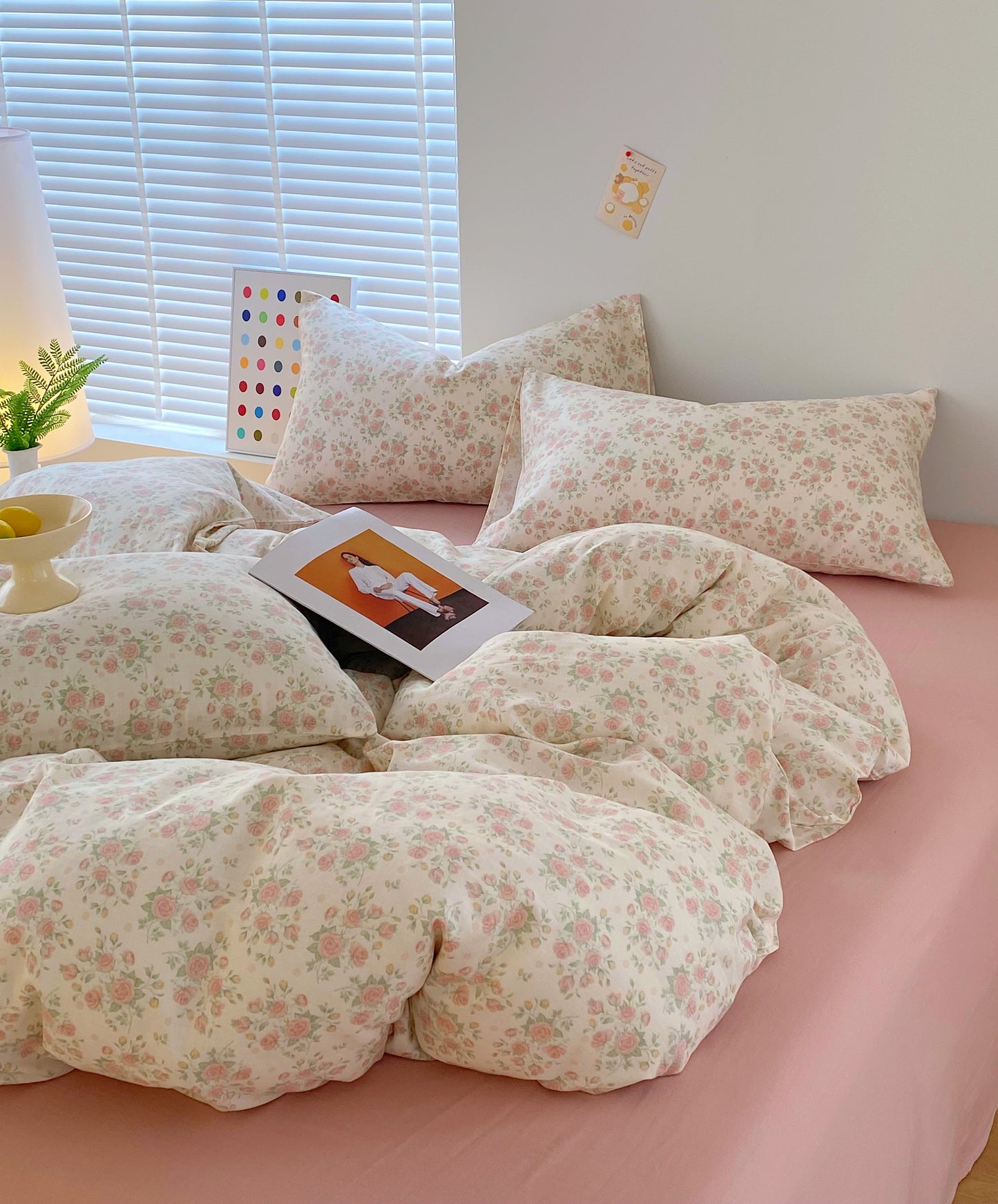 BreezeSoft Gauze Cotton Bedding Set - Beige Rose