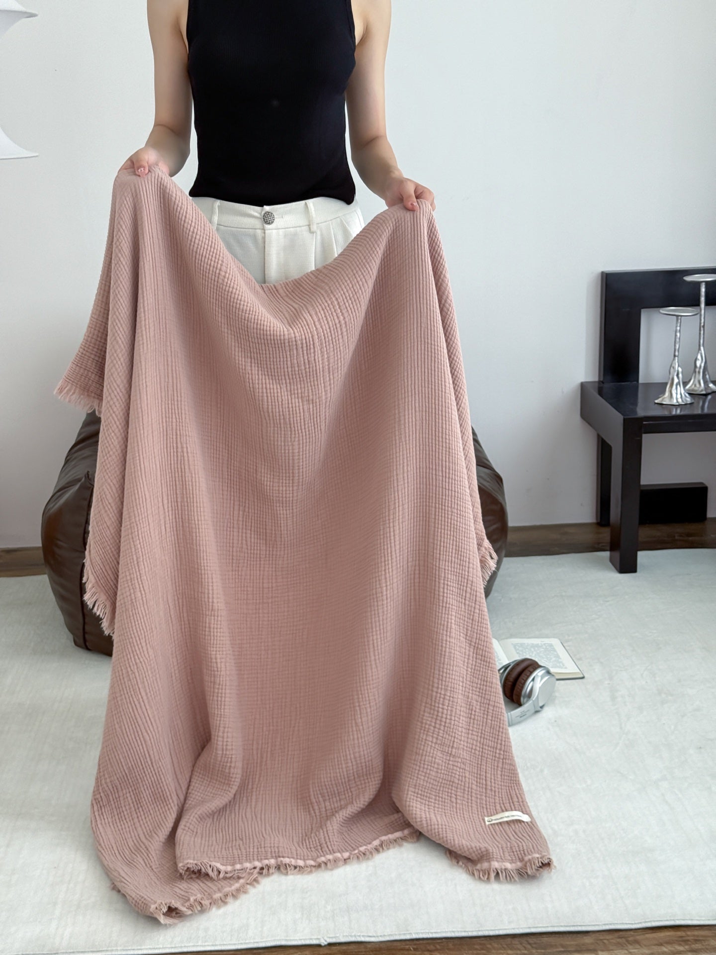 Summer Airy Cotton Fringe Blanket