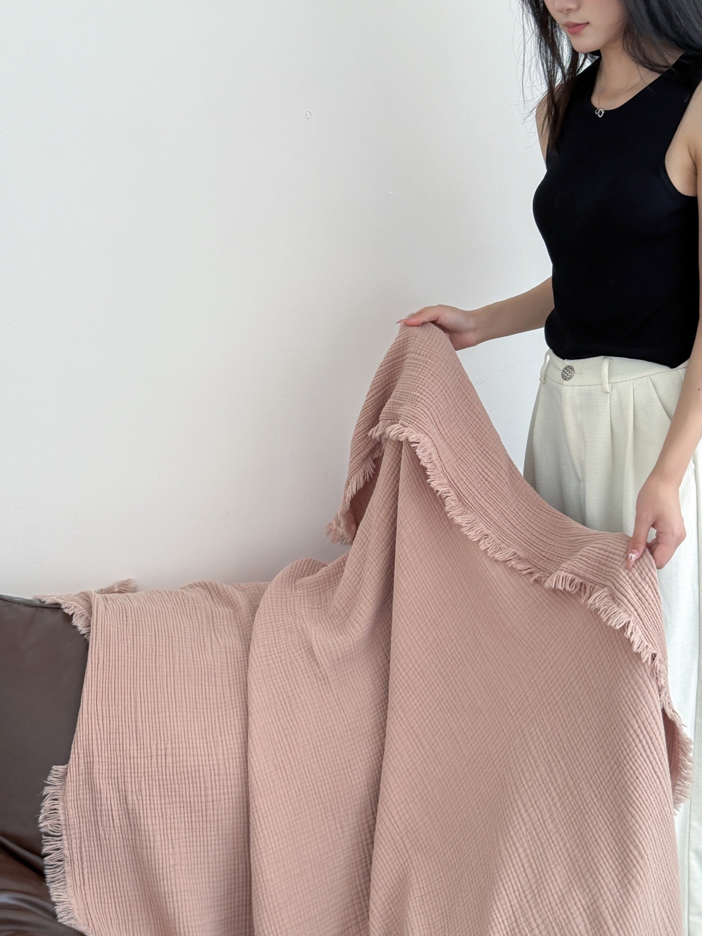Summer Airy Cotton Fringe Blanket