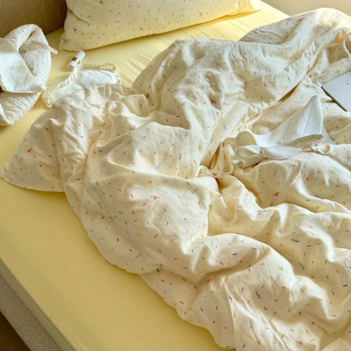 Creamy Yellow 100% Cotton Gauze Beddings