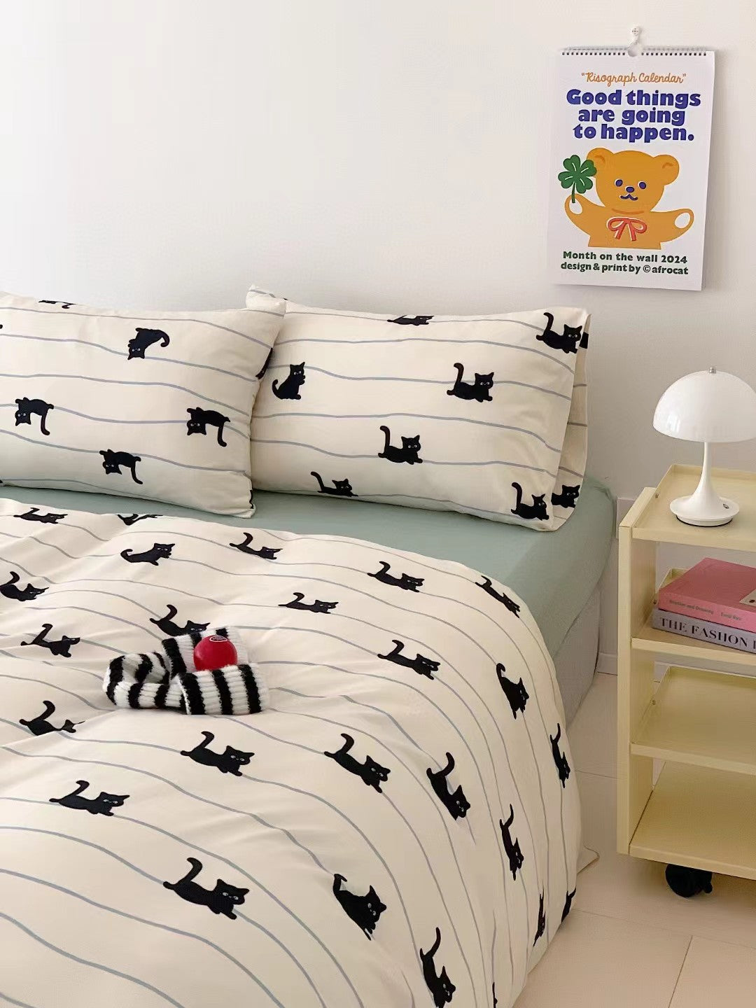 Autumn & Winter Knit Cotton Bedding Set - Cat