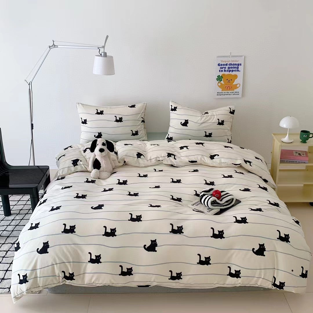 Autumn & Winter Knit Cotton Bedding Set - Cat