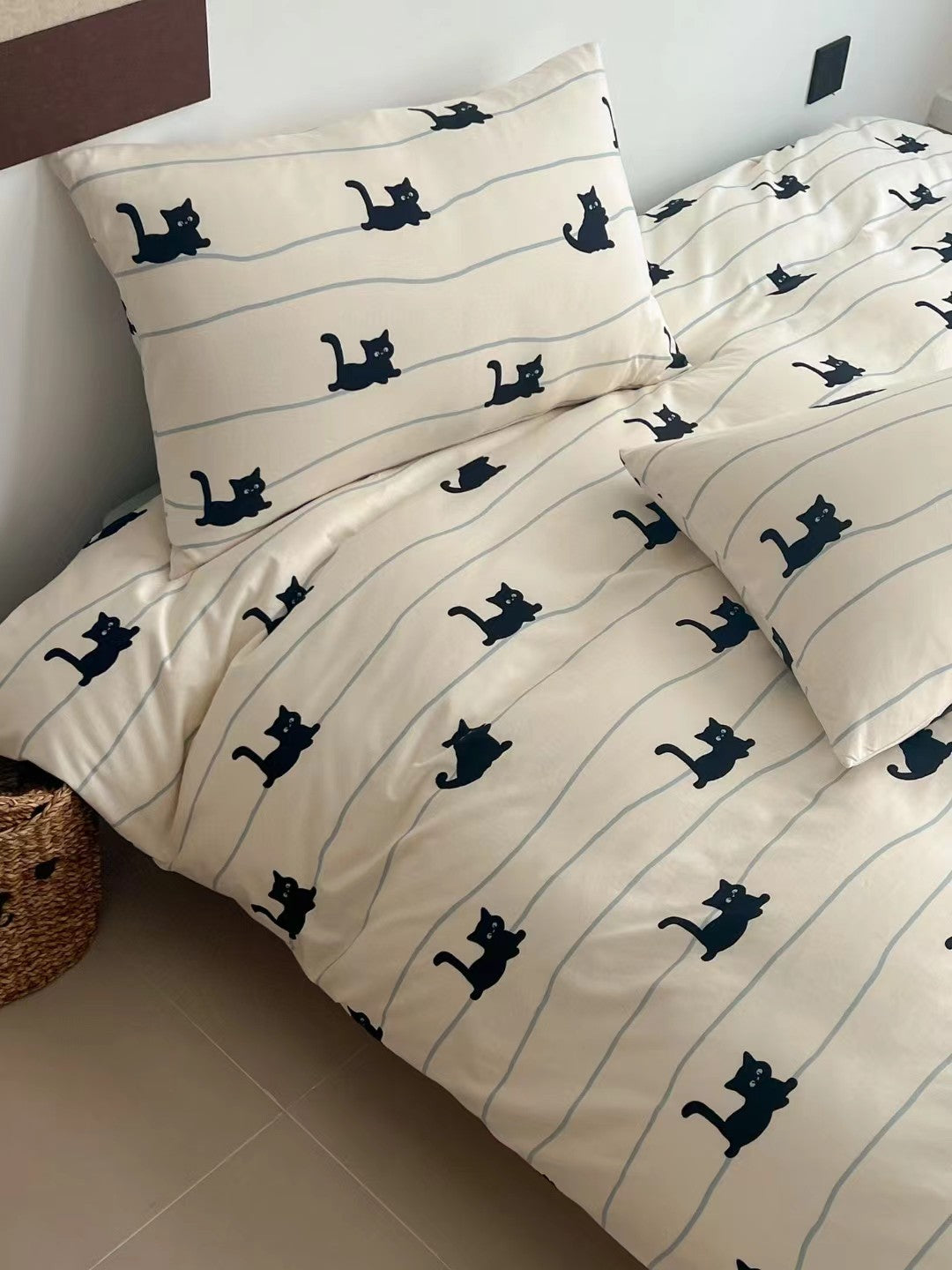 Autumn & Winter Knit Cotton Bedding Set - Cat