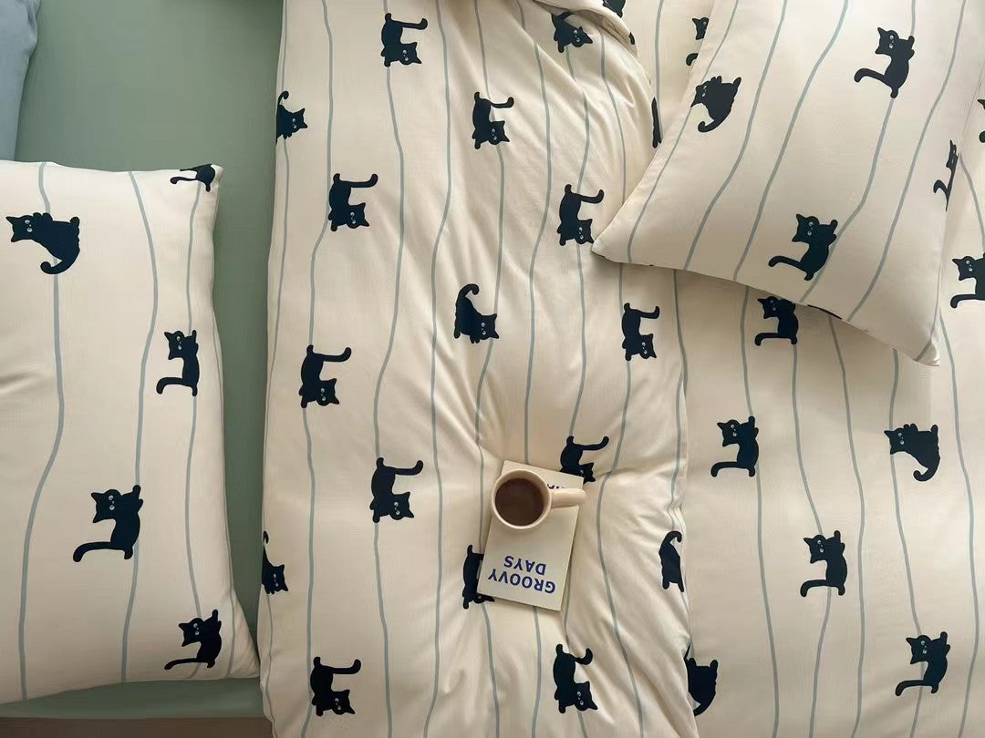 Autumn & Winter Knit Cotton Bedding Set - Cat