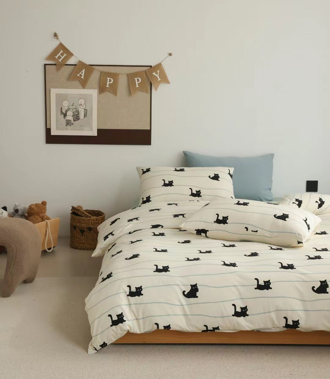 Autumn & Winter Knit Cotton Bedding Set - Cat