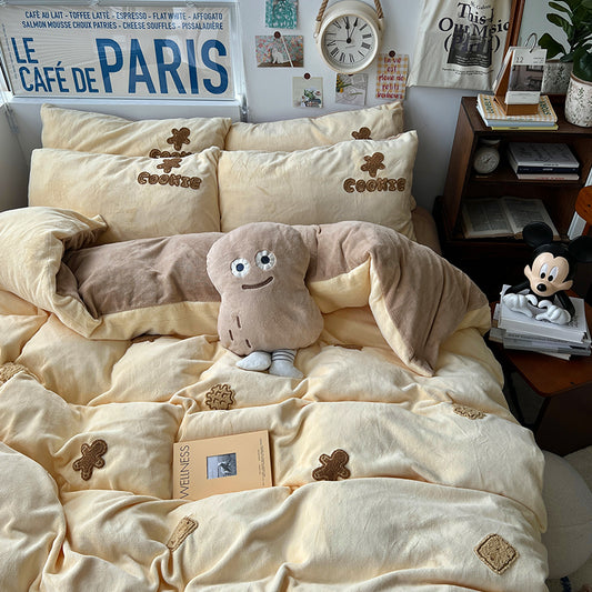 Biscuit Brown Fluffy Winter Bedding Set