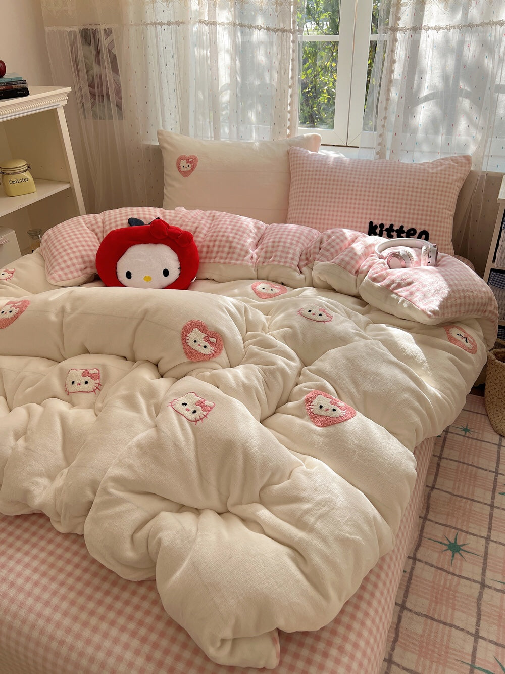 Pink Kitten Fluffy Winter Bedding Set