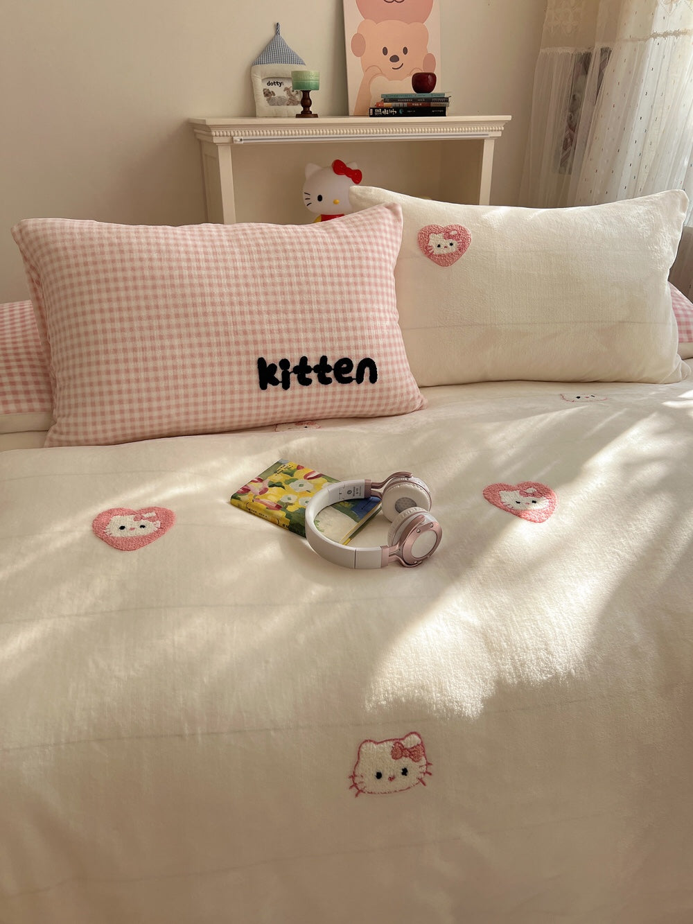 Pink Kitten Fluffy Winter Bedding Set