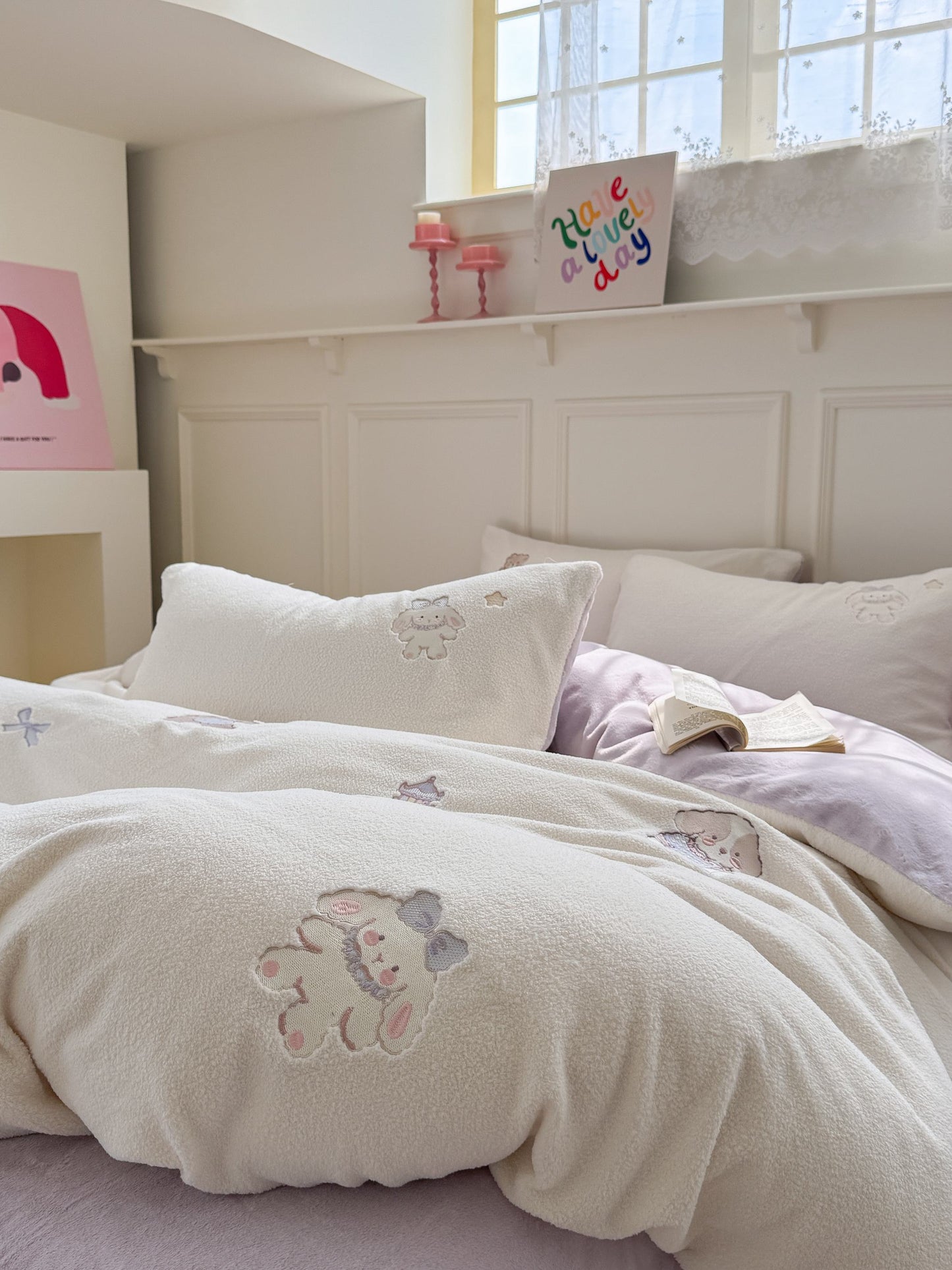 加绒加厚：熊仔派对牛奶绒床上用品