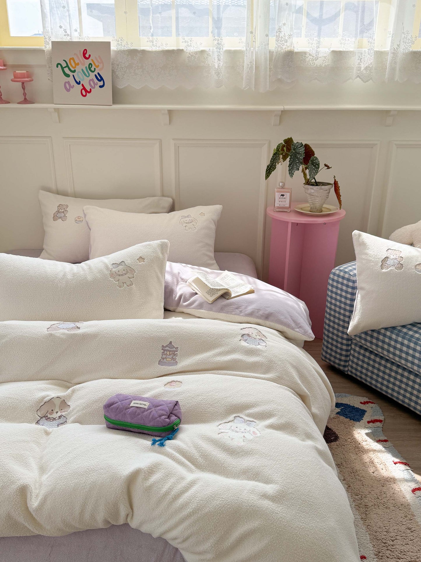 加绒加厚：熊仔派对牛奶绒床上用品