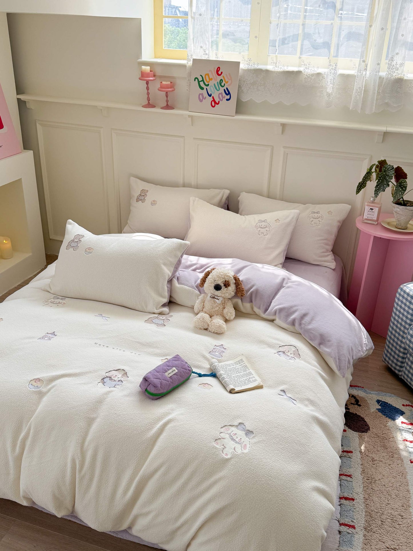 加绒加厚：熊仔派对牛奶绒床上用品