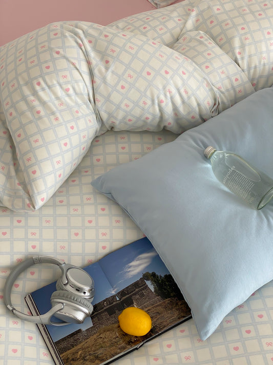 Autumn & Winter Knit Cotton Bedding Set - Blue Blush