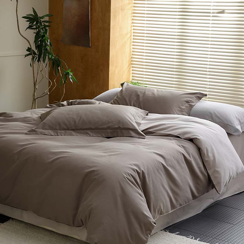 Luxury Reversible Pure Cotton Duvet Cover - Geryish Brown