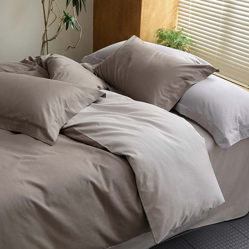 Luxury Reversible Pure Cotton Duvet Cover - Geryish Brown