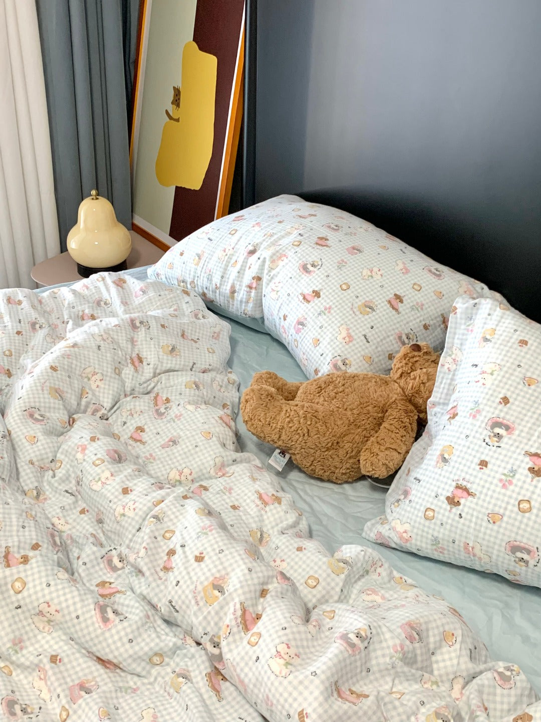 BreezeSoft Gauze Cotton Bedding Set - Blue Puppy