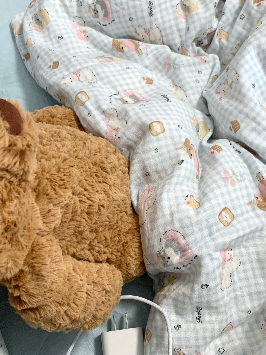 BreezeSoft Gauze Cotton Bedding Set - Blue Puppy