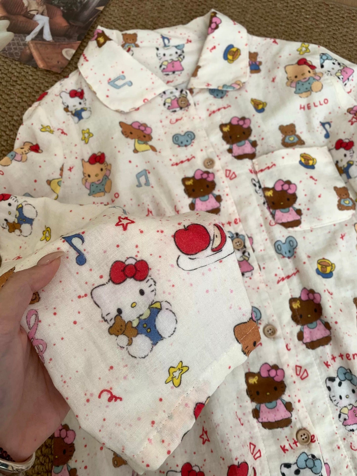 Brown Kitty Pure Cotton Pajama Set