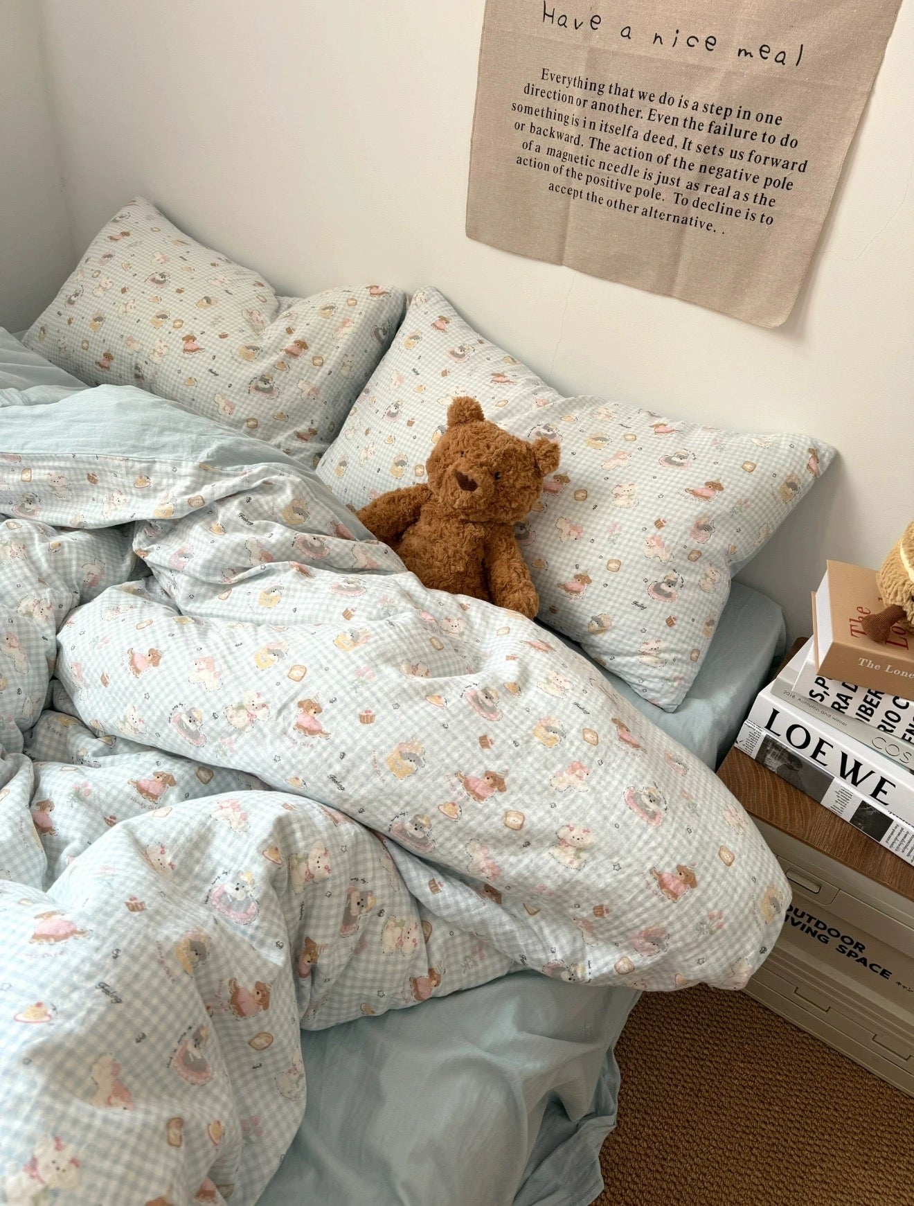 BreezeSoft Gauze Cotton Bedding Set - Blue Puppy