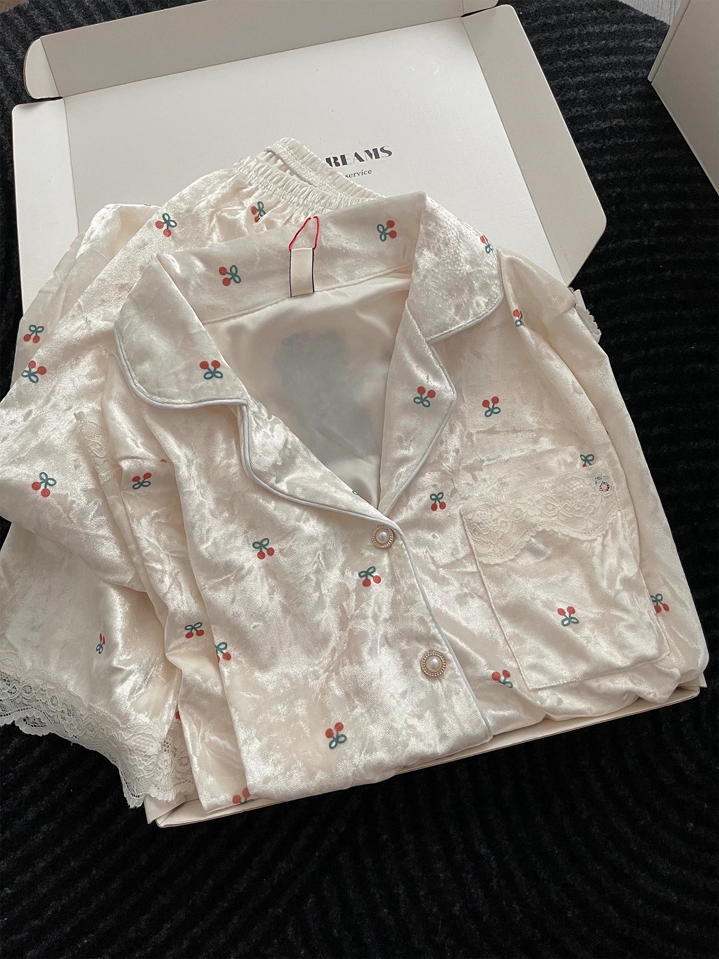 Cherry Print Polyester Pajama Set