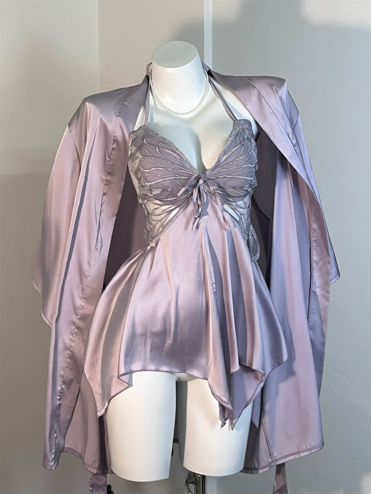Butterfly Lace Lingerie Nightdress (Robe Not Included)