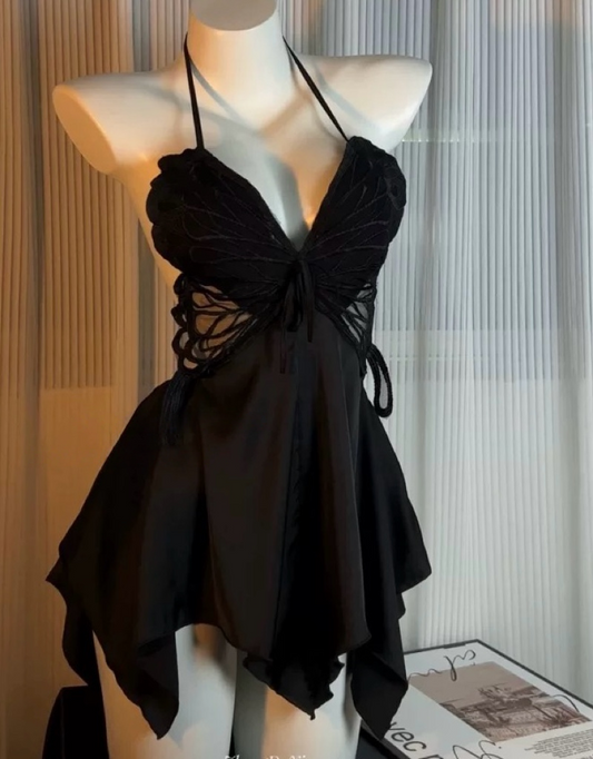 Butterfly Lace Lingerie Nightdress (Robe Not Included)