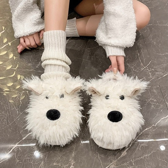 Fluffy Home Slipper - Scottie Dog