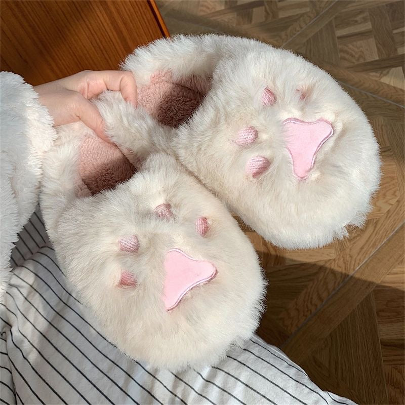 Fluffy Home Slipper - Paw Prints