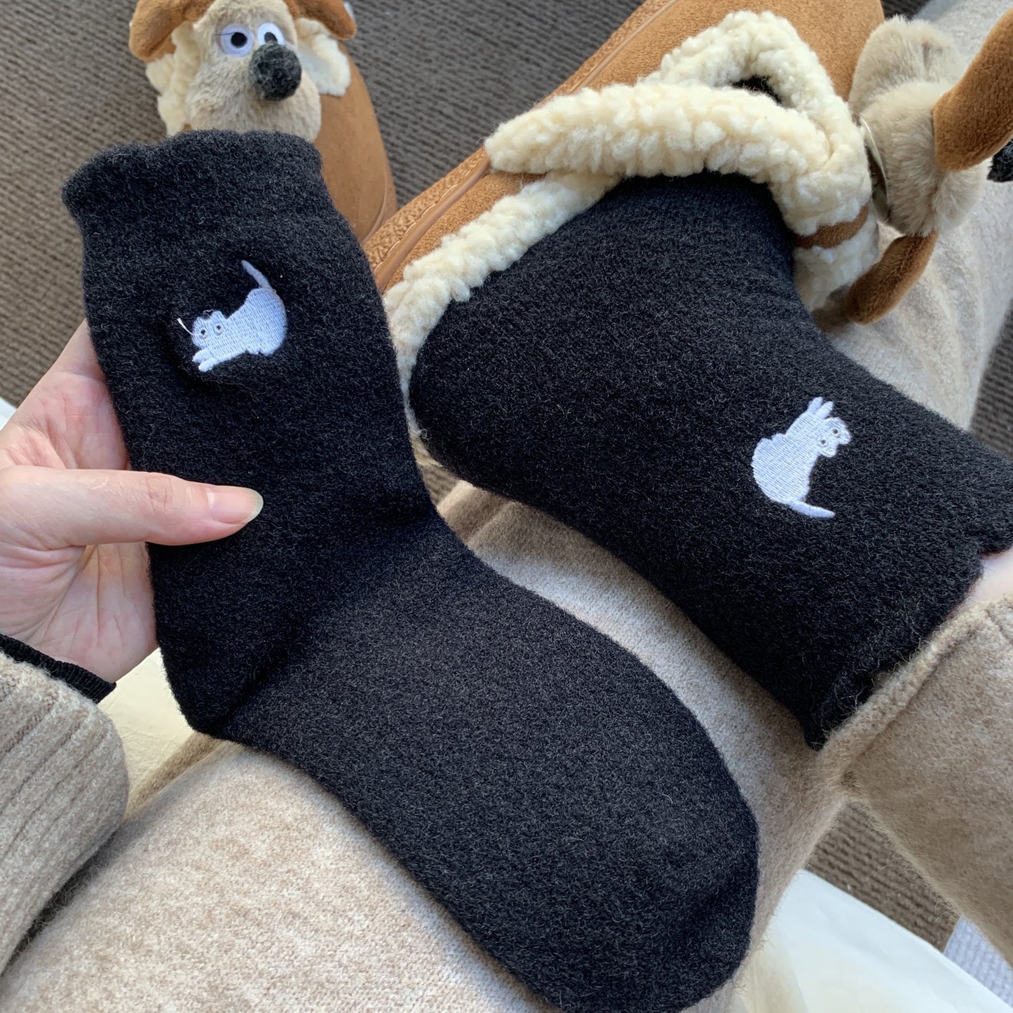 Cozy Cat Fluffy Thermal Socks - 2 Pairs