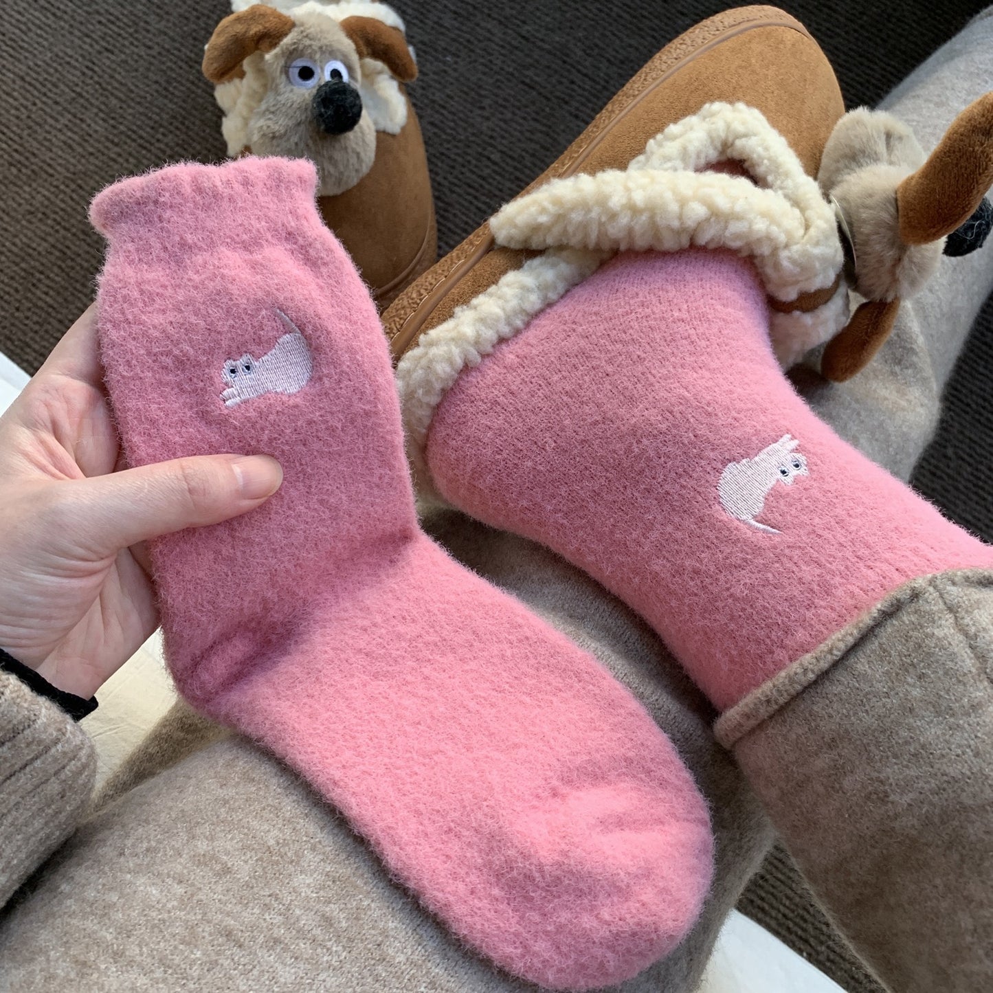 Cozy Cat Fluffy Thermal Socks - 2 Pairs